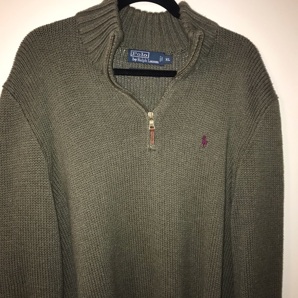 Polo Sweater. Dark Green. Size XL
